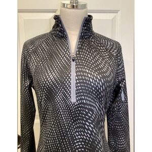 Tek Gear Women's Athletic Quarter Zip Top Black/Gray/White Geo Pattern - Medium